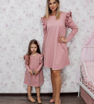 Šaty /  Dievčenské šaty s dlhým rukávom Chloe - púdrovo ružové 