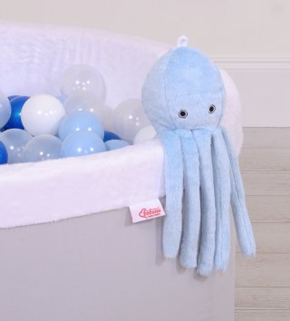 Plyšové hračky /  Roztomilá plyšová chobotnica s hrkálkou 31cm - Modrá 