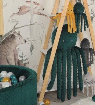 Plyšové hračky /  Roztomilá plyšová chobotnica s hrkálkou 31cm - Zelená 