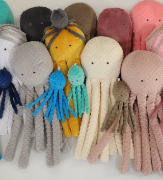 Plyšové hračky /  Roztomilá plyšová chobotnica s hrkálkou 31cm - Zelená 