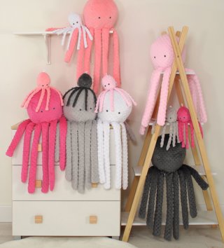 Plyšové hračky /  Roztomilá plyšová chobotnica 75cm Minky - Antracitová 