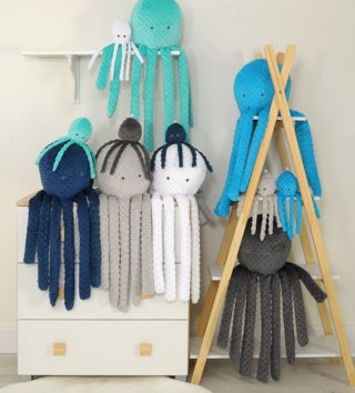 Plyšové hračky /  Roztomilá plyšová chobotnica 75cm Minky - Modrá 