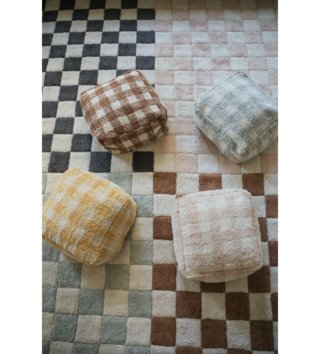 Sedacie vaky a pufy /  Sedací puf vichy - Blue sage 