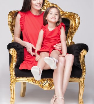 Mama a dcéra /  Set letné šaty mama a dcéra Butterfly - červené 