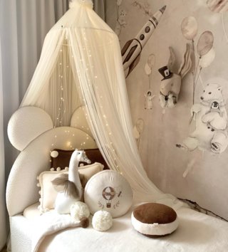 Baldachýny + doplnky /  Tylový baldachýn Fabulous Pom - ecru 