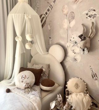 Baldachýny + doplnky /  Tylový baldachýn Fabulous Pom - ecru 