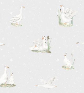 Tapety /  Vinylová tapeta Country husi s hviezdičkami W33 - svetlo sivá 