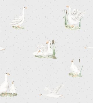 Tapety /  Vinylová tapeta Country husi W35 - svetlo sivá 