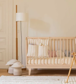 Koše na hračky, úložné boxy /  Vreckový organizér na postieľku - Benjamin natural 